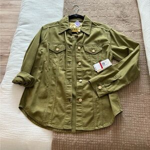 Michael Kors Green Utility Jacket with Collared Neckline